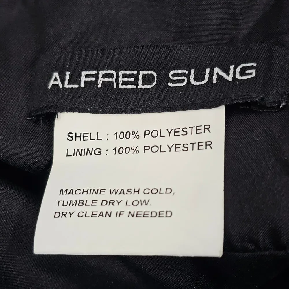 Alfred Sung Black Satin Shoulder Bow Trumpet Formal Dress Women's Size 16R NWT - Picture 10 of 16